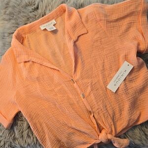 Women's Peach Button-Down Top